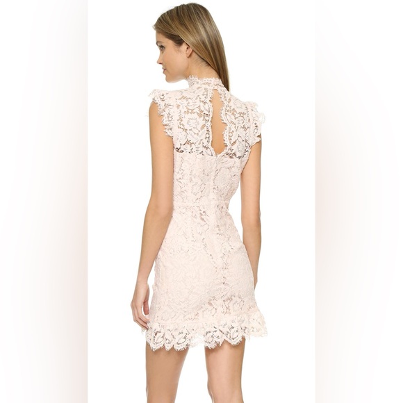 Revolve Aijek eyelash pink lace mini dress keyhole back - Picture 3 of 16